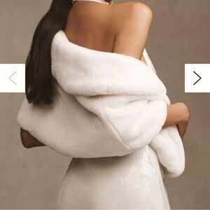BHLDN White Faux Fur Wrap